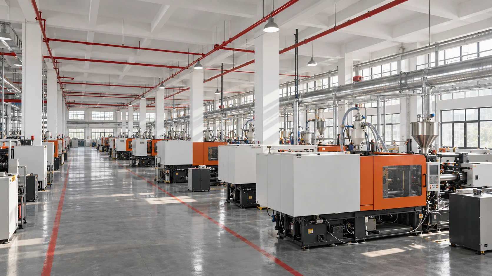 Illustrative view of the FUKANG plastic bottle production hall based on workshop references